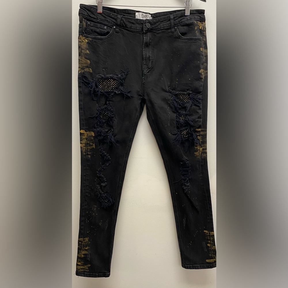 4 for $25 🖤 DNA Black w/Paint Splatter Premium Wear Distressed Skinny Jeans 🖤